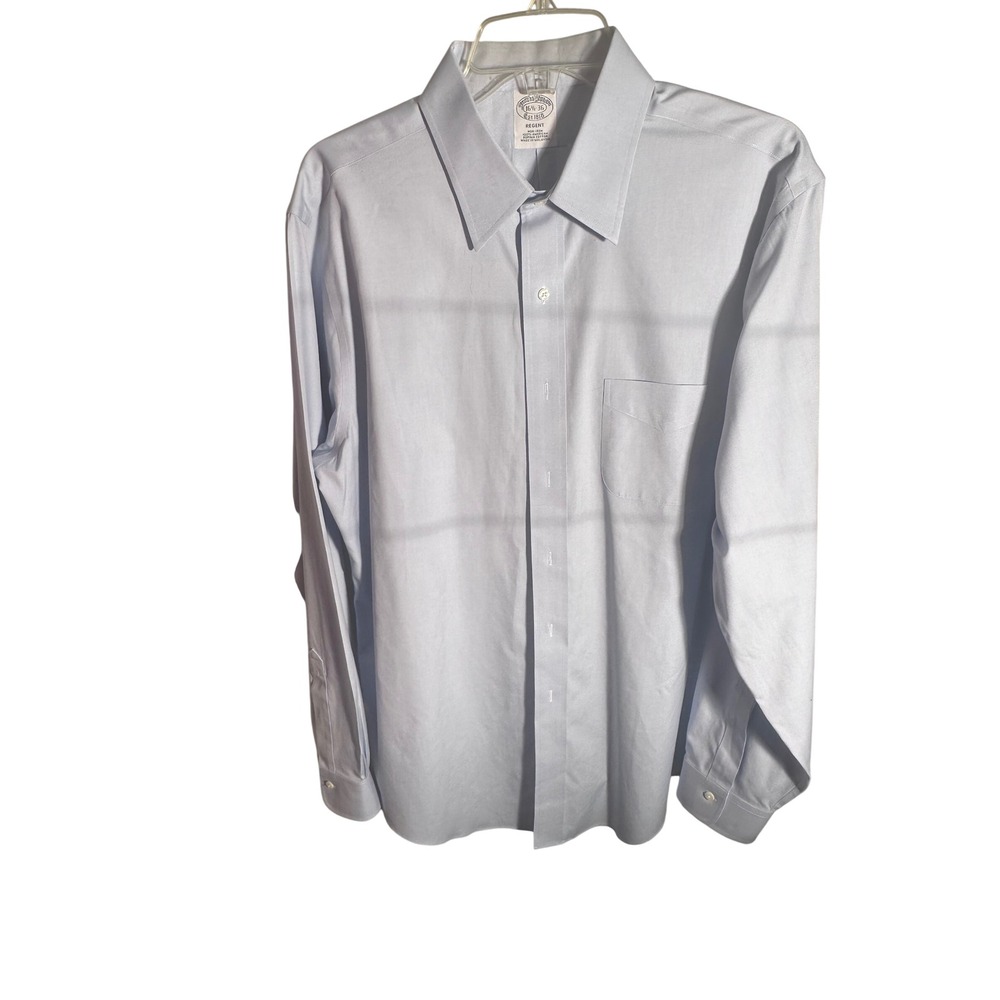 Brooks Brothers Regent Dress Shirt Mens 16.5 36 Blue Supima Cotton Non-Iron Long